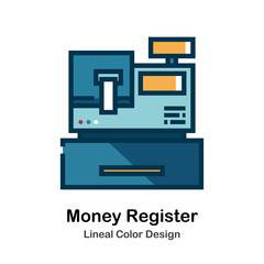 Money Register Lineal Color Icon