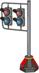Illustration Railway Traffic Light. Semaphore. Cartoon