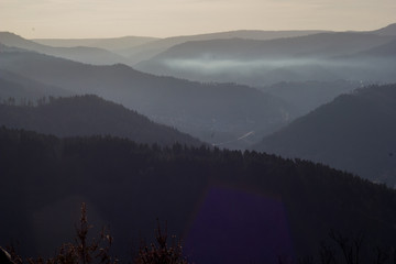 Hills with a moody and scenic atmosphere of the Black Forest region near Baiersbronn, Germany