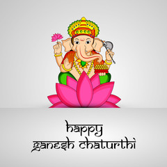 illustration of Hindu God Ganesh with happy Ganesh Chaturthi text on the occasion of Hindu Festival Ganesh Chaturthi 