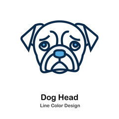 Dog Head Line Color Icon