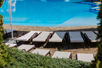 Summer vacation by the pool with an inflatable toy