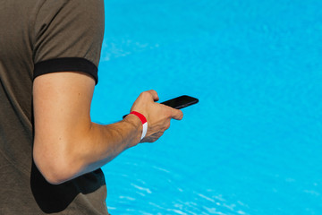 Summer vacation by the pool with an inflatable toy