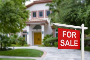 Real estate sign in front of new