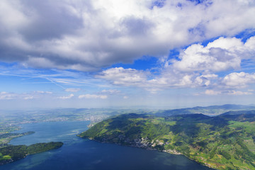 Landscape mountain and lake view from top of Rigi Kulm Luzern Switzerland