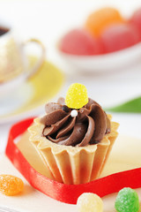 Chocolate cake on the holiday table