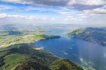 Landscape mountain and lake view from top of Rigi Kulm Luzern Switzerland