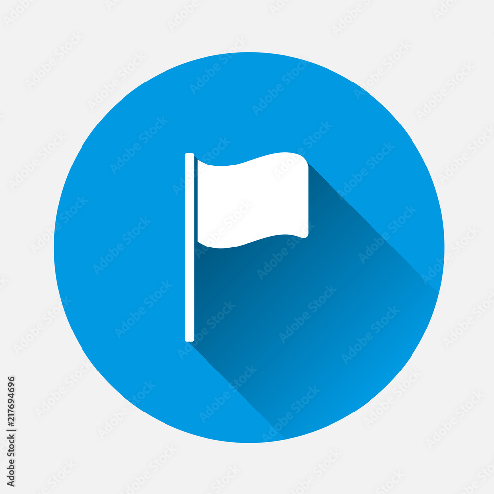 Poster flag icon on blue background. flat image flag with long shadow. layers grouped for easy editing illu