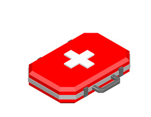 Medical bag. Isolated on white background. 3d Vector illustration.