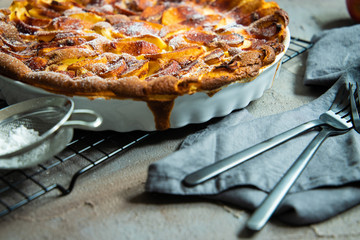 Apfelkuchen mit Puderzucker