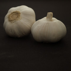 Garlic on black background