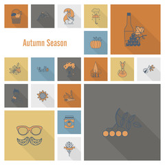 Set of Flat Autumn Icons