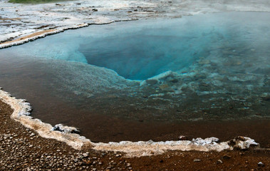 Blue geothermal hotspring