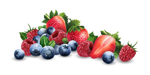 Fototapeta na wymiar Raspberries, blueberries and strawberries
