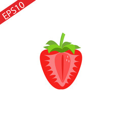 Garden strawberry fruit or strawberries flat color vector icon for food apps and websites