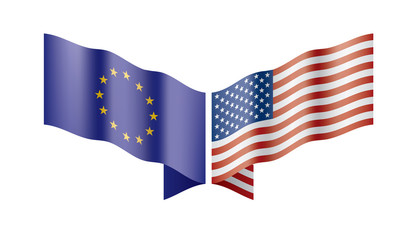 European Union and American flags. Vector illustration.