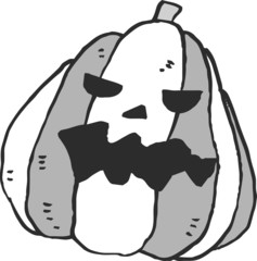Monochrome Illustration of Halloween pumpkin