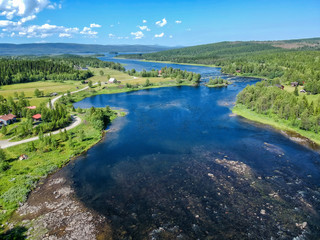 Fototapeta na wymiar Beautiful aerial panorama landscape from Swedish mountains