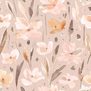Fototapeta Watercolor flower pattern.