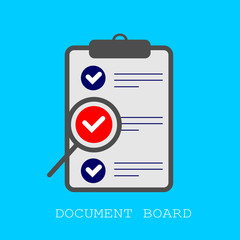 Document board icon. Single sign. Vector Graphic Design with blue background.