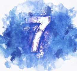 number seven, Abstract Background with Watercolor banner