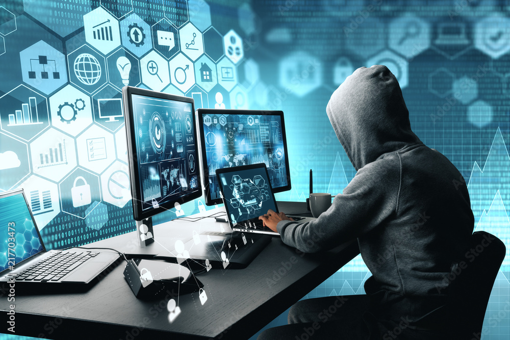 Poster hacking and thief concept