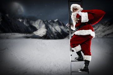 red old santa claus and winter time 