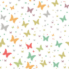 Naklejka na ściany i meble Seamless watercolor butterflies pattern. Vector illustration