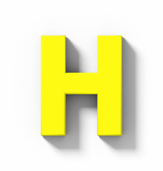 Fototapeta premium letter H 3D yellow isolated on white with shadow - orthogonal projection