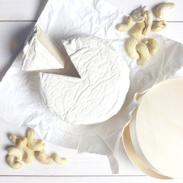 Vegan cheese Camembert, made with cashew nuts