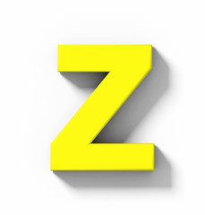 letter Z 3D yellow isolated on white with shadow - orthogonal projection