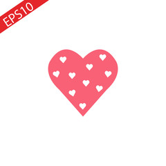 Heart Icon Vector. Perfect Love symbol. Valentine s Day sign, emblem isolated on white background with shadow, Flat style for graphic and web design, logo. EPS10 black pictogram.