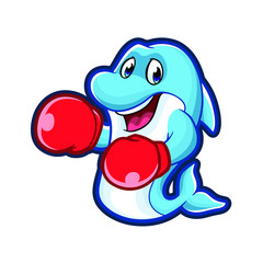 Punching Dolphin Mascot Design Vector