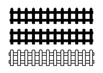 Silhouette Black Fence element. Vector illustration of fences
