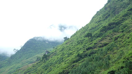 Fototapeta na wymiar Mountainous landscape with cloud in Ha Giang, Vietnam