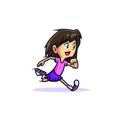 Running Girl Mascot Design Vector