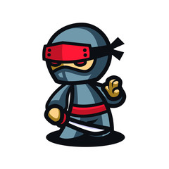 Ninja Chibi Mascot Design Vector