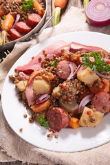 lentil with vegetable and sausage