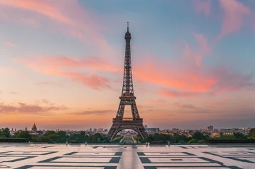 Papier Peint photo Lavable Tour Eiffel lever de soleil paris tour eiffel