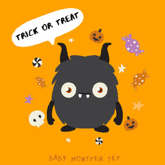 Baby Monster on Halloween Background : Vector Illustration