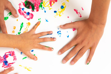 colorful painted hands