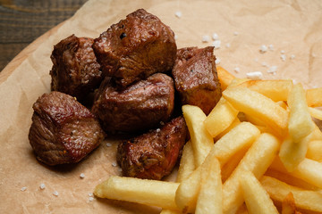 French fries and meat