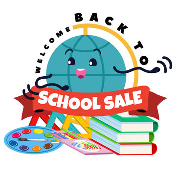 Back to school sale supplies stationery logo