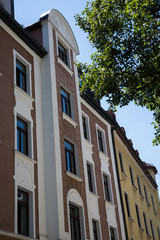 Old building and new building, row of houses in Schwabing