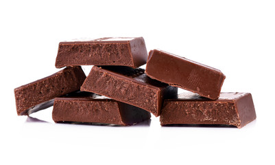 Chocolate bars stack isolated on white background