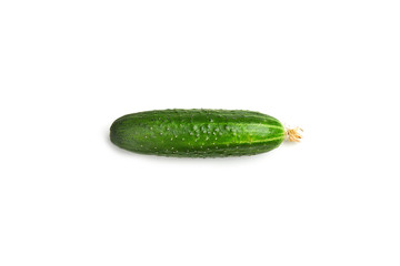  Fresh cucumber isolated on white background close up. Organic cucumbers with a flower on the end.