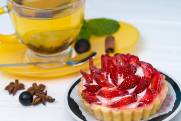 Fresh strawberry and cream tartlet