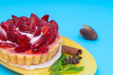 Fresh strawberries and cream pastry