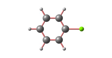 Chlorobenzene molecular structure isolated on white