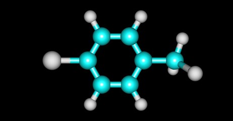 4-chlorotoluene molecular structure isolated on black